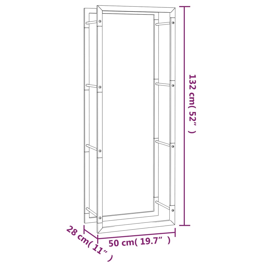 vidaXL Rastel pentru lemne de foc, negru mat, 50x28x132 cm, oțel vidaXL Rastel pentru lemne de foc, negru mat, 50x28x132 cm, oțel