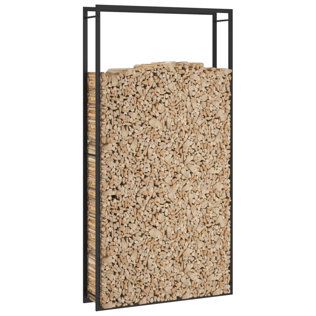 vidaXL Suport pentru lemne de foc, negru mat, 110x28x214 cm, oțel