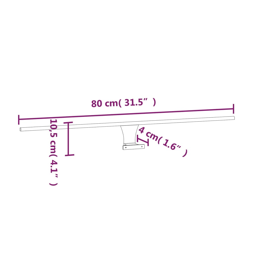 vidaXL Lampă cu LED pentru oglindă, 7,5 W, alb cald, 80 cm, 3000 K vidaXL Lampă cu LED pentru oglindă, 7,5 W, alb cald, 80 cm, 3000 K