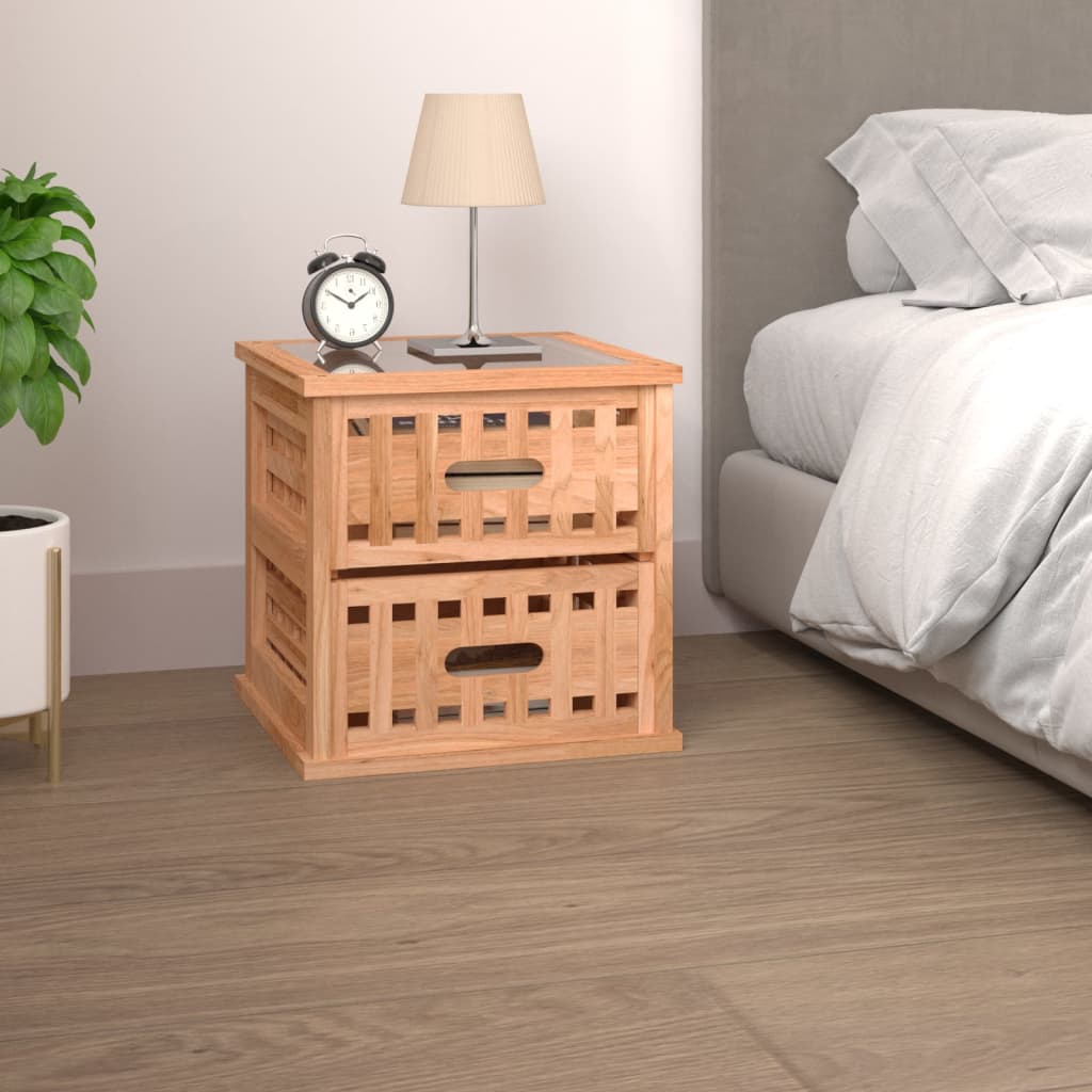 vidaXL Dulap noptieră, 34x34x34 cm, lemn masiv de nuc vidaXL Dulap noptieră, 34x34x34 cm, lemn masiv de nuc