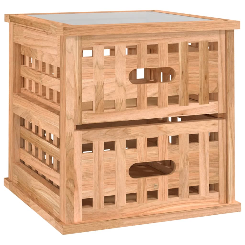 vidaXL Noptiere, 2 buc., 34x34x34 cm, lemn masiv de nuc