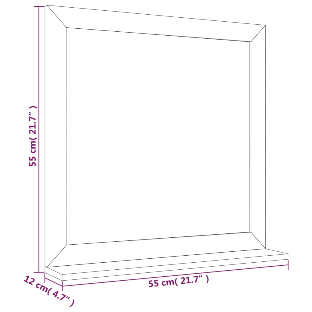 vidaXL Oglindă de perete, 55x55 cm, lemn masiv de nuc vidaXL Oglindă de perete, 55x55 cm, lemn masiv de nuc