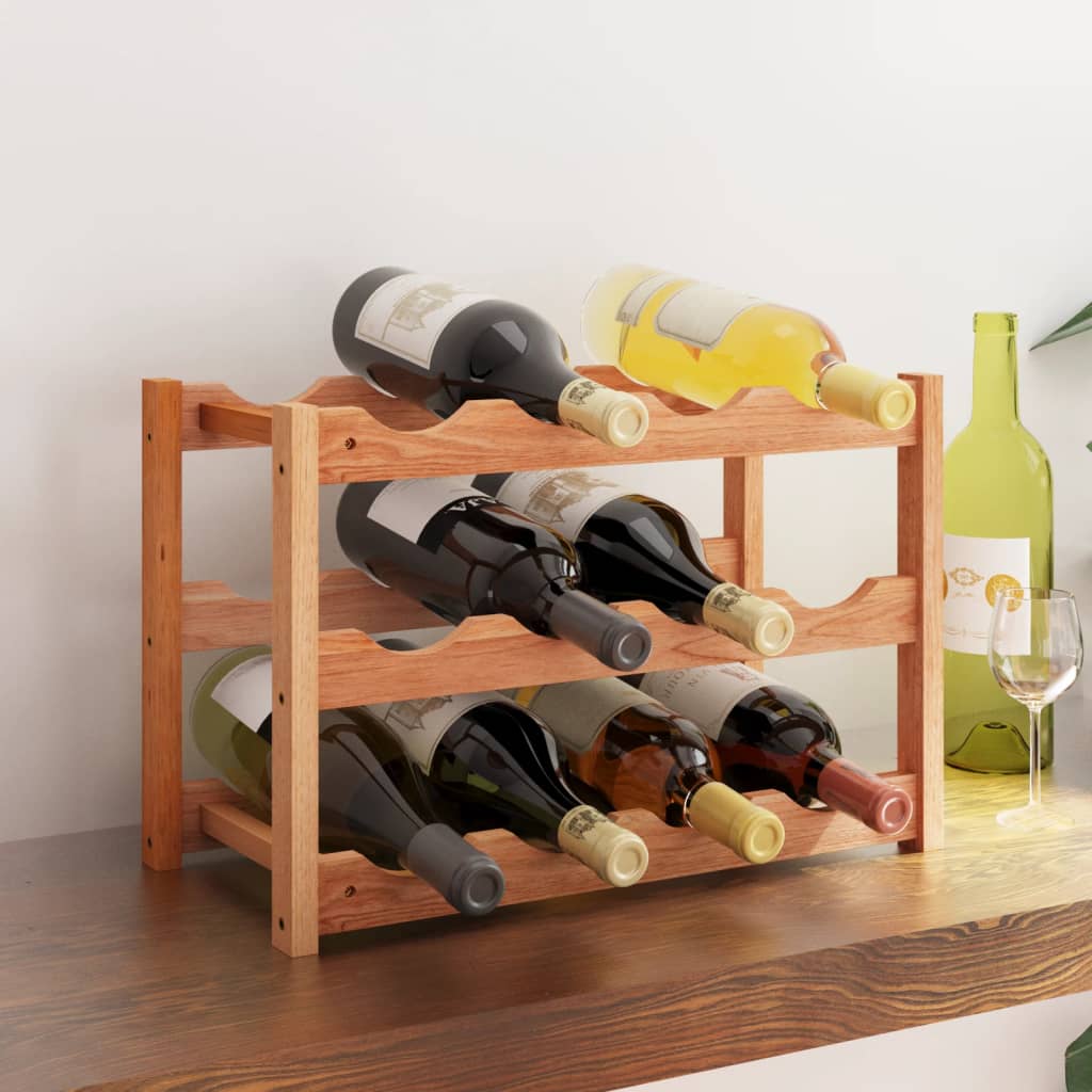 vidaXL Raft de vin pentru 12 sticle, lemn masiv de nuc vidaXL Raft de vin pentru 12 sticle, lemn masiv de nuc
