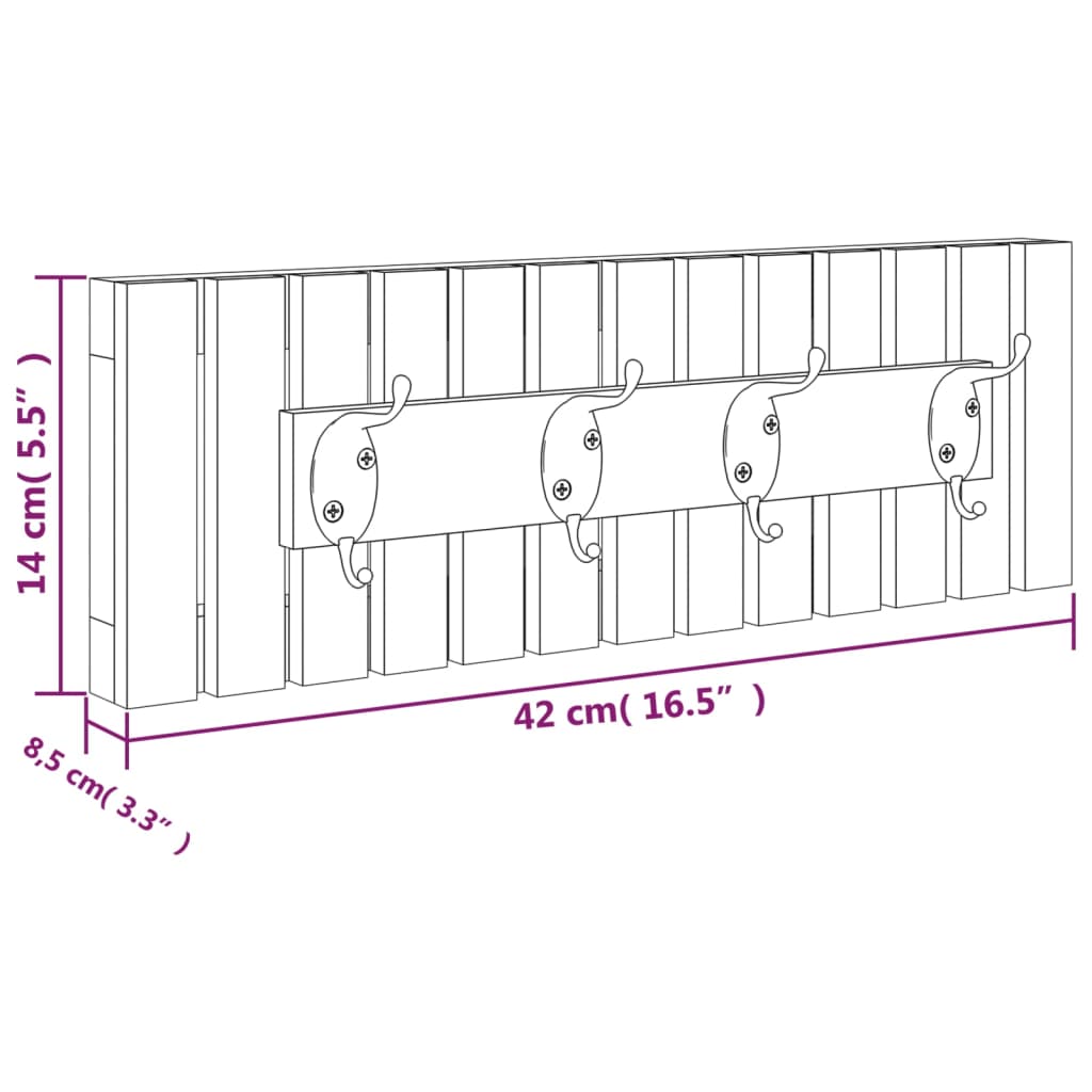 vidaXL Cuier de perete, 42x8,5x14 cm, lemn masiv de nuc vidaXL Cuier de perete, 42x8,5x14 cm, lemn masiv de nuc