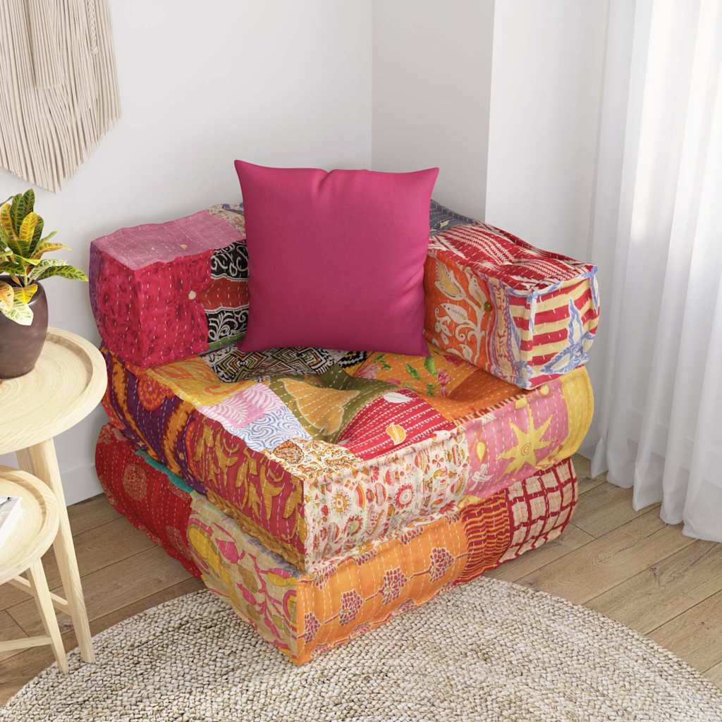 vidaXL Fotoliu puf modular cu pernă, model petice, material textil vidaXL Fotoliu puf modular cu pernă, model petice, material textil