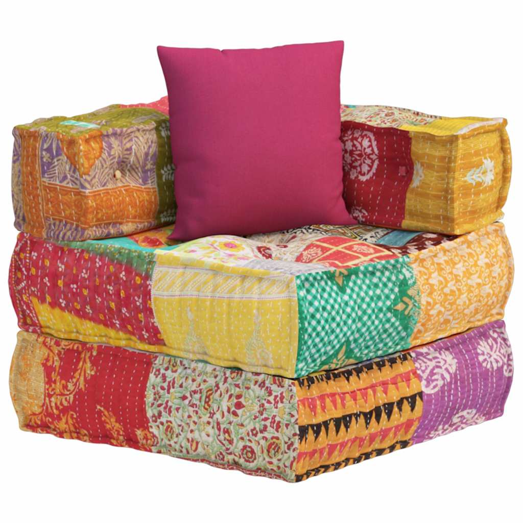 vidaXL Fotoliu puf modular cu pernă, model petice, material textil vidaXL Fotoliu puf modular cu pernă, model petice, material textil