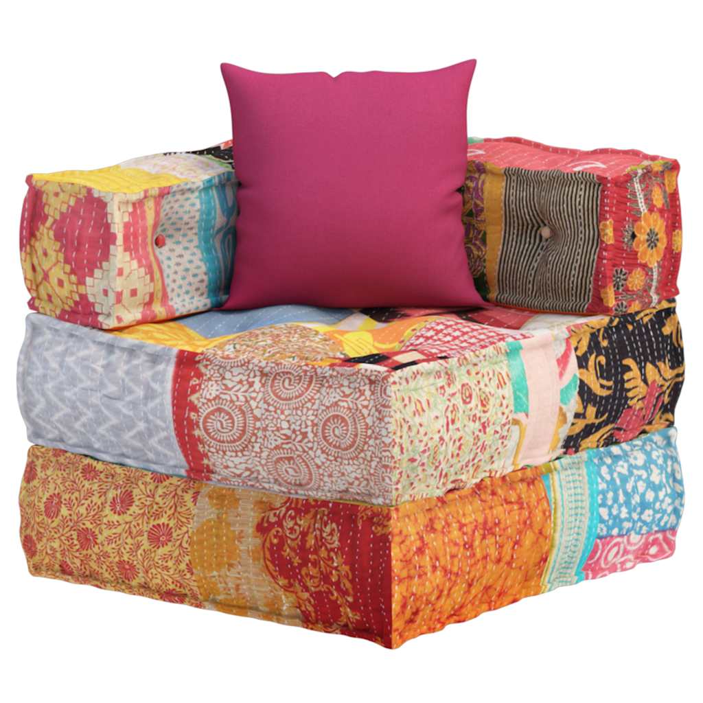 vidaXL Fotoliu puf modular cu pernă, model petice, material textil vidaXL Fotoliu puf modular cu pernă, model petice, material textil