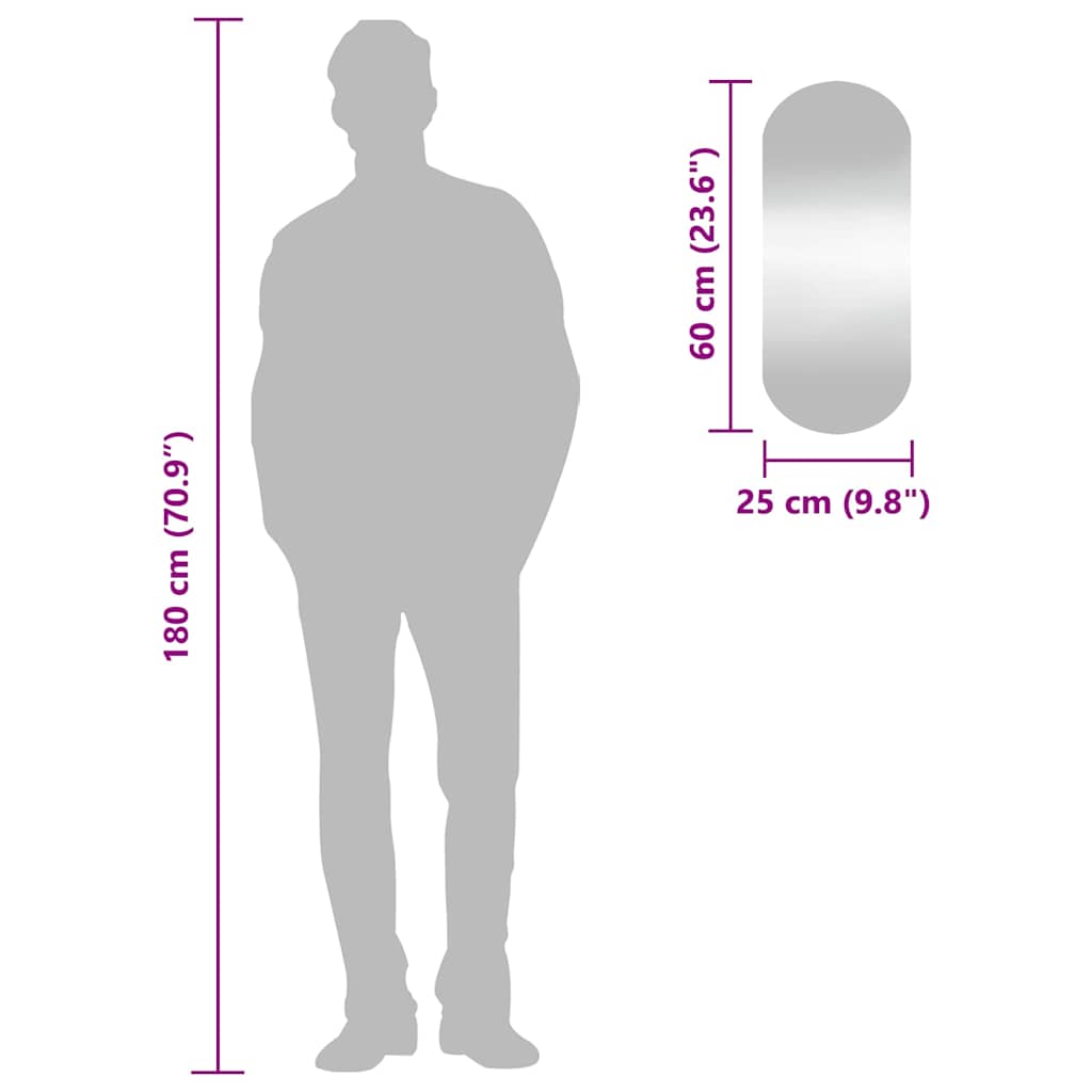 vidaXL Oglindă de perete, 25x60 cm, oval, sticlă vidaXL Oglindă de perete, 25x60 cm, oval, sticlă