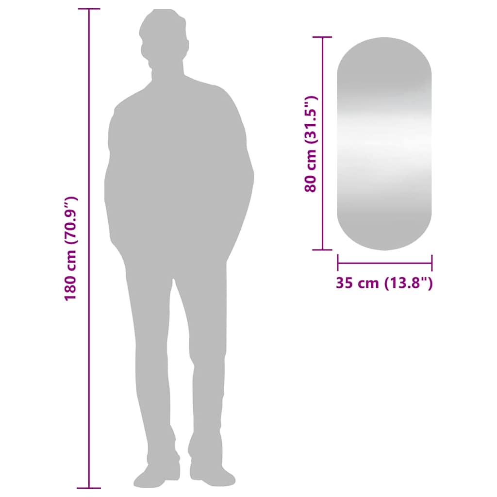 vidaXL Oglindă de perete, 35x80 cm, oval, sticlă vidaXL Oglindă de perete, 35x80 cm, oval, sticlă
