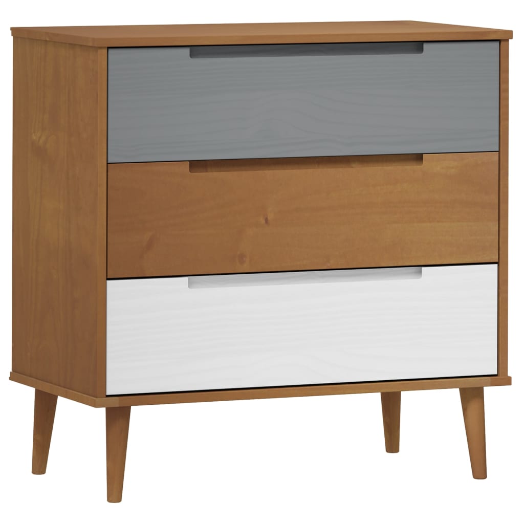 vidaXL Dulap cu sertare „MOLDE” maro, 80x40x80 cm, lemn masiv de pin