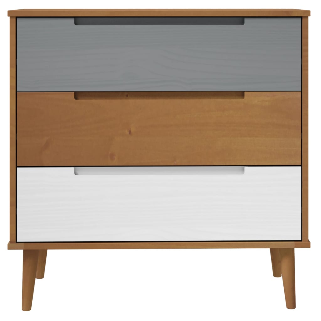 vidaXL Dulap cu sertare „MOLDE” maro, 80x40x80 cm, lemn masiv de pin