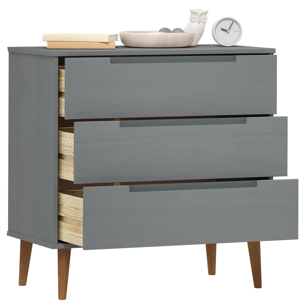 vidaXL Dulap cu sertare „MOLDE”, gri, 80x40x80 cm, lemn masiv de pin vidaXL Dulap cu sertare „MOLDE”, gri, 80x40x80 cm, lemn masiv de pin
