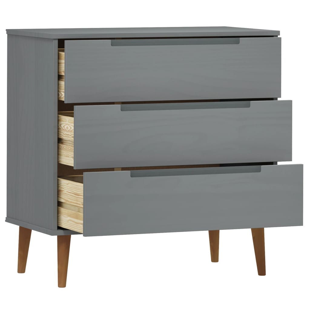 vidaXL Dulap cu sertare „MOLDE”, gri, 80x40x80 cm, lemn masiv de pin vidaXL Dulap cu sertare „MOLDE”, gri, 80x40x80 cm, lemn masiv de pin