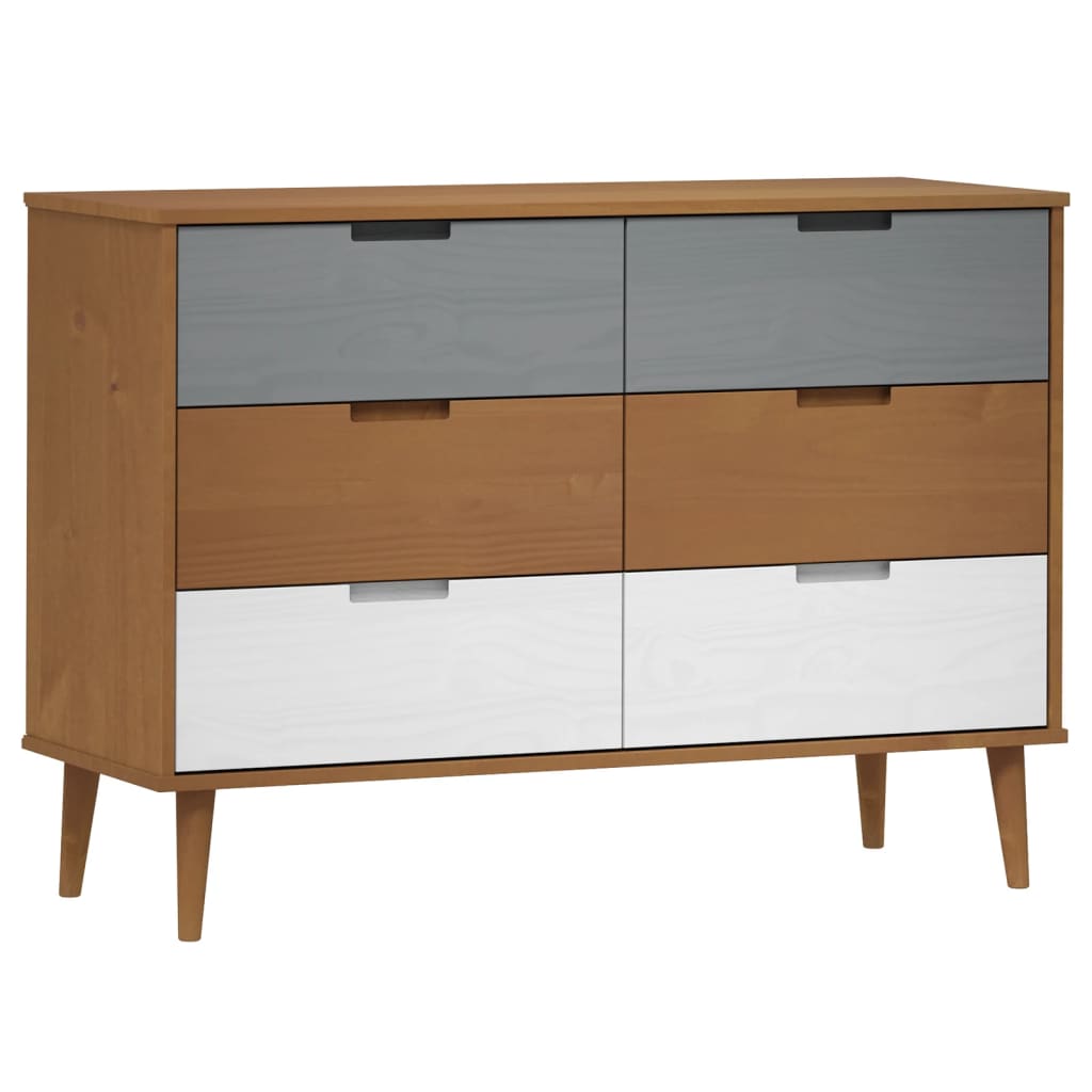 vidaXL Dulap cu sertare „MOLDE”, maro, 113x40x80 cm, lemn masiv de pin vidaXL Dulap cu sertare „MOLDE”, maro, 113x40x80 cm, lemn masiv de pin
