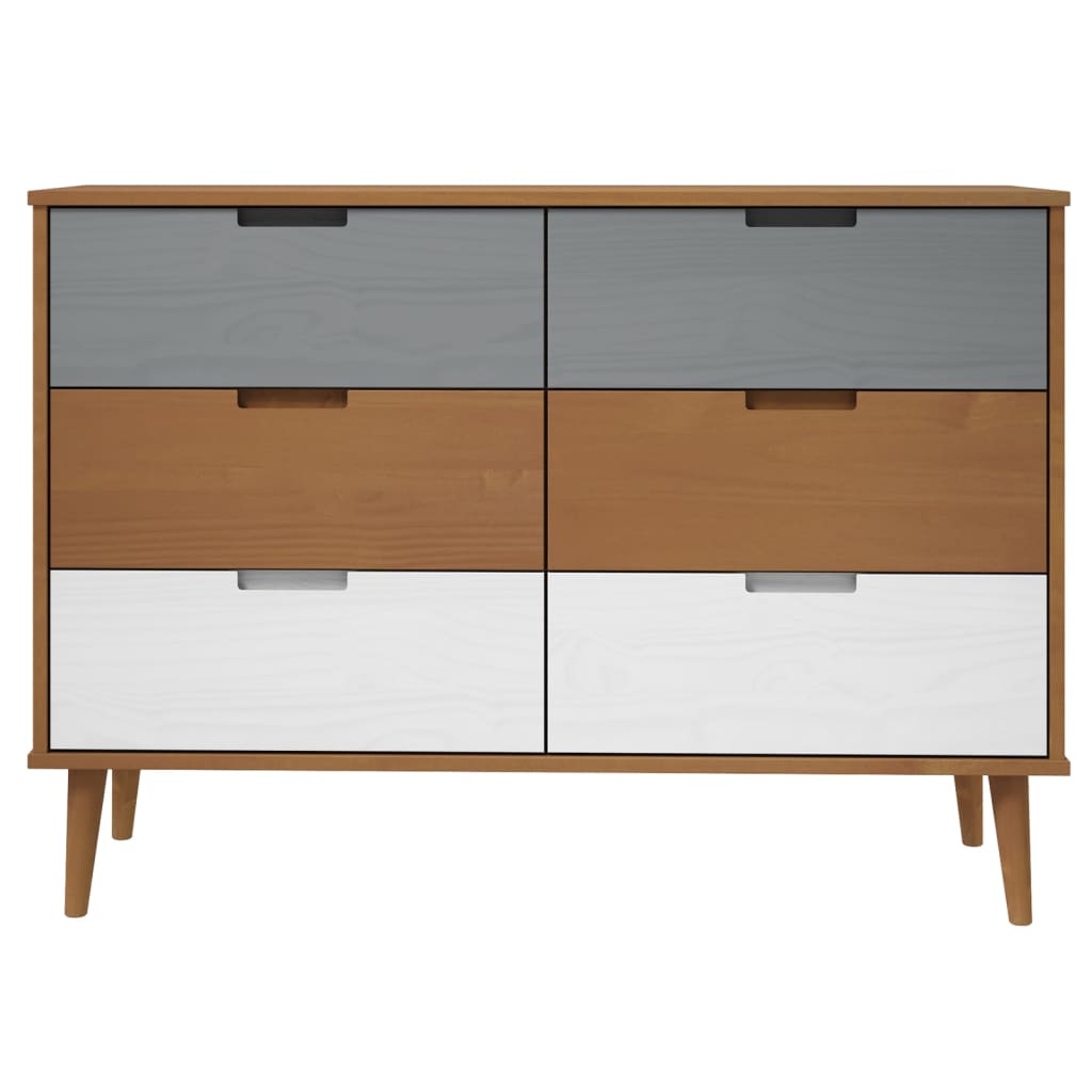 vidaXL Dulap cu sertare „MOLDE”, maro, 113x40x80 cm, lemn masiv de pin vidaXL Dulap cu sertare „MOLDE”, maro, 113x40x80 cm, lemn masiv de pin
