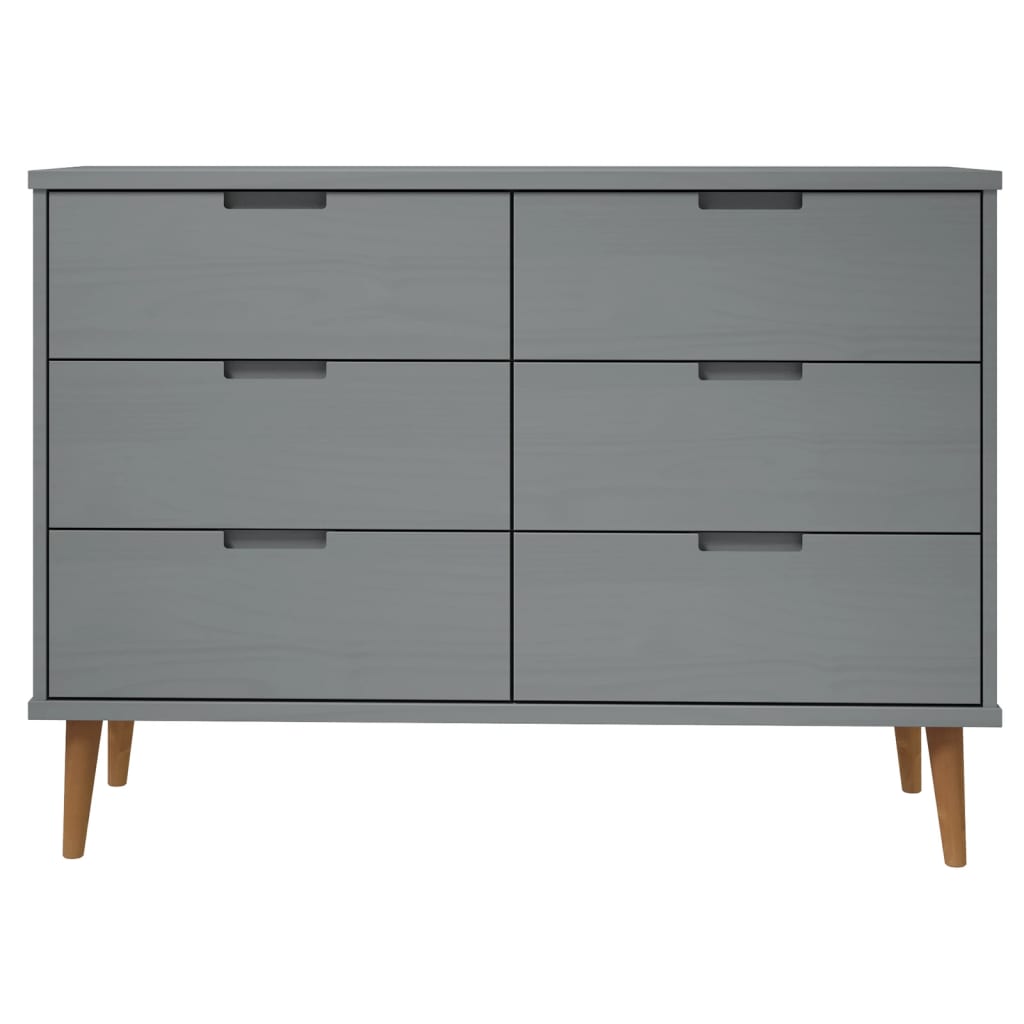 vidaXL Dulap cu sertare „MOLDE”, gri, 113x40x80 cm, lemn masiv de pin vidaXL Dulap cu sertare „MOLDE”, gri, 113x40x80 cm, lemn masiv de pin