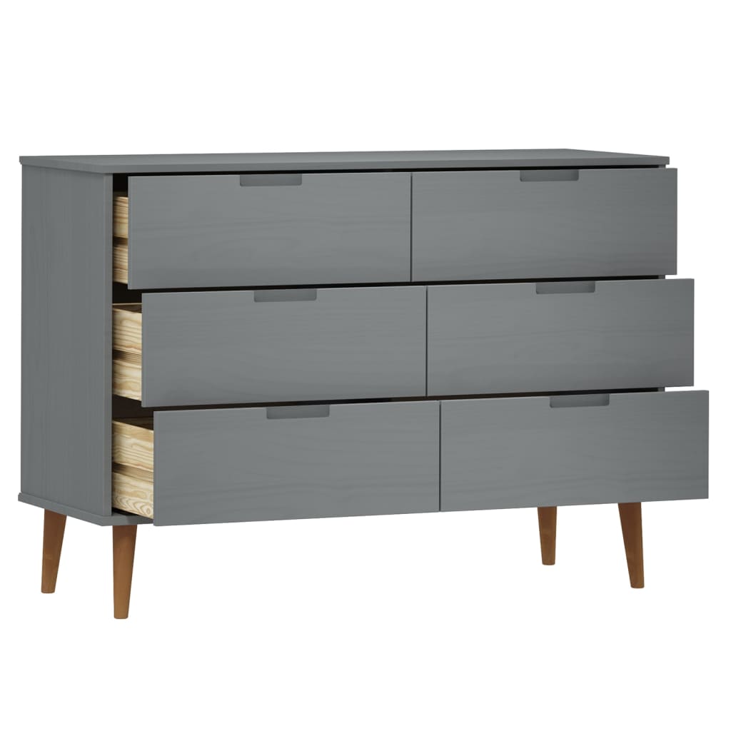 vidaXL Dulap cu sertare „MOLDE”, gri, 113x40x80 cm, lemn masiv de pin vidaXL Dulap cu sertare „MOLDE”, gri, 113x40x80 cm, lemn masiv de pin