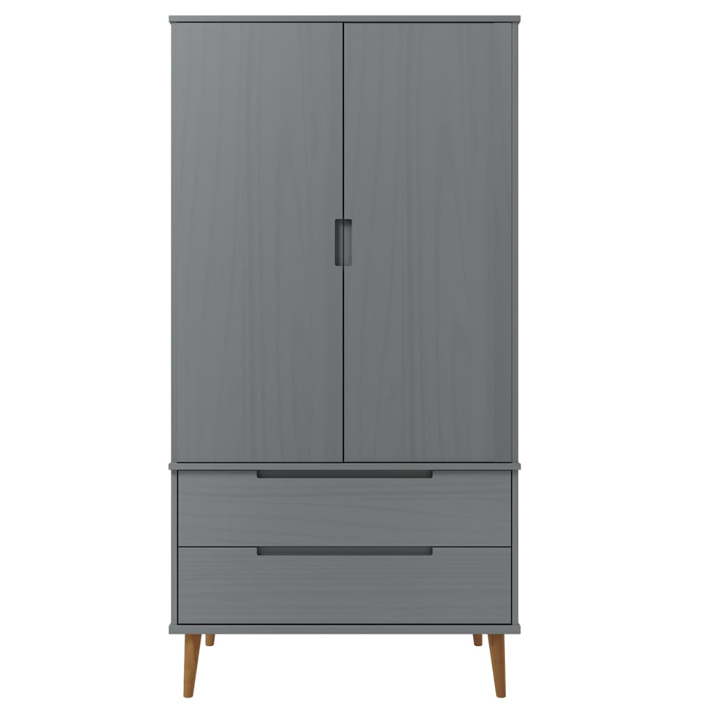 vidaXL Șifonier "MOLDE", gri, 90x55x175 cm, lemn masiv de pin