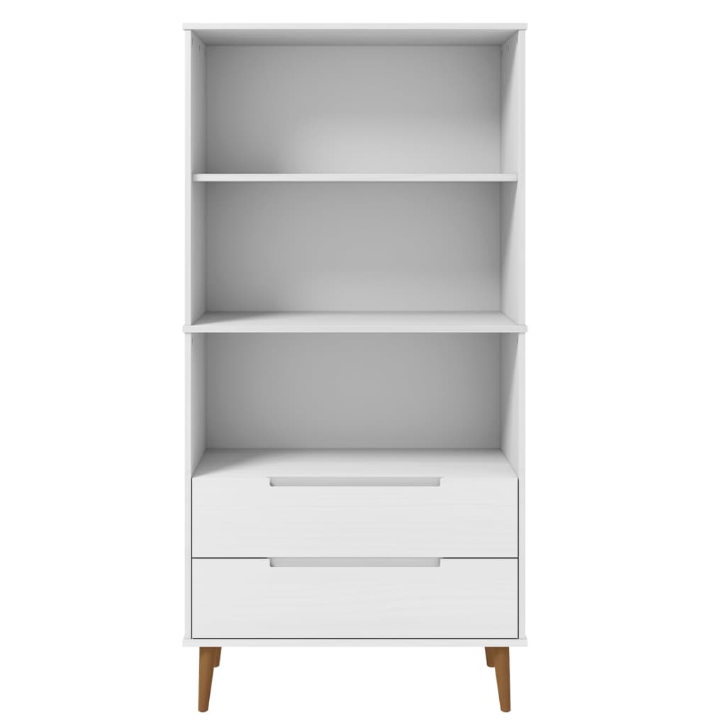 vidaXL Bibliotecă „MOLDE” alb, 85x35x170,5 cm, lemn masiv de pin