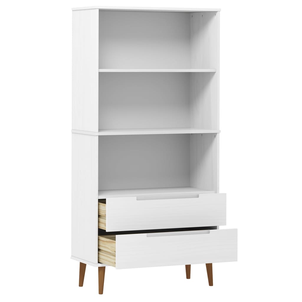 vidaXL Bibliotecă „MOLDE” alb, 85x35x170,5 cm, lemn masiv de pin