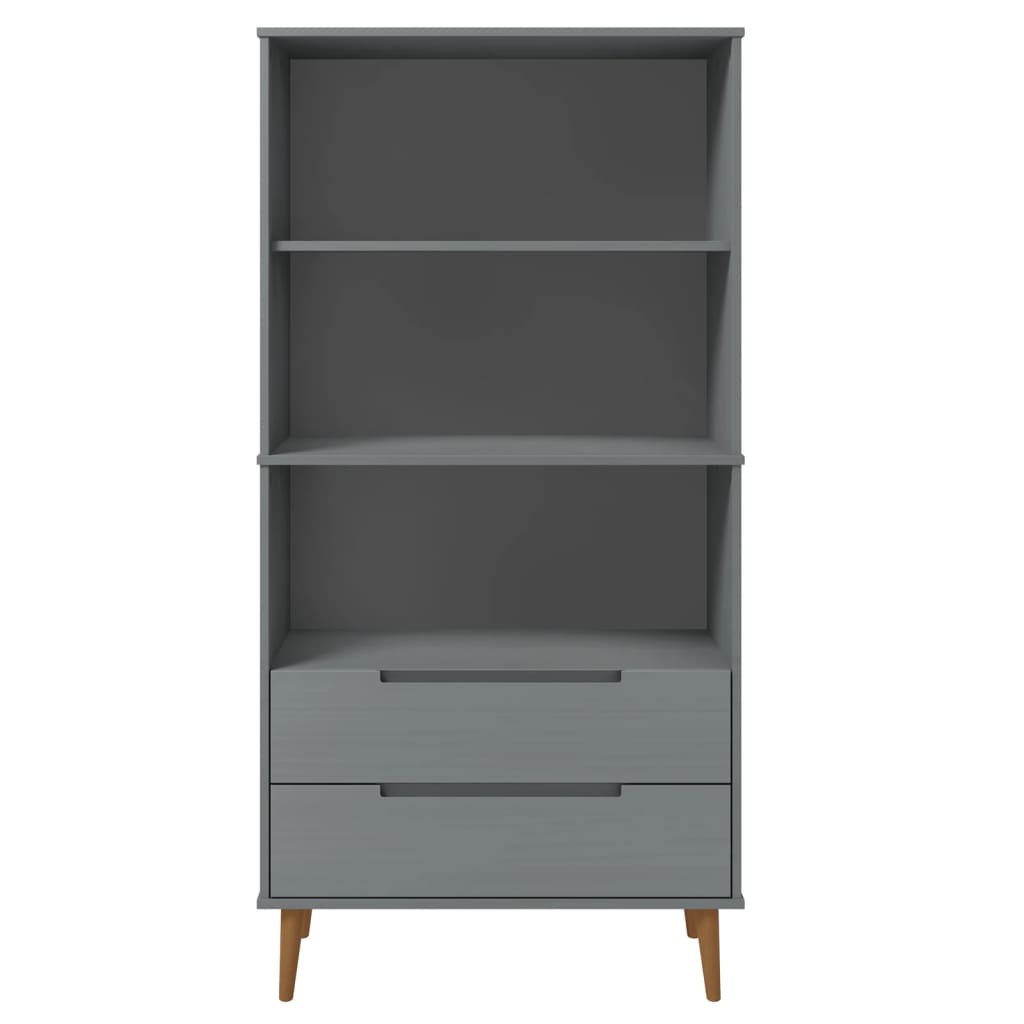 vidaXL Bibliotecă „MOLDE” gri, 85x35x170,5 cm, lemn masiv de pin vidaXL Bibliotecă „MOLDE” gri, 85x35x170,5 cm, lemn masiv de pin