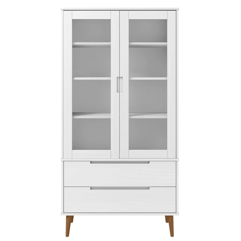 vidaXL Dulap cu vitrină, alb, 90x35x175 cm, lemn masiv de pin vidaXL Dulap cu vitrină, alb, 90x35x175 cm, lemn masiv de pin