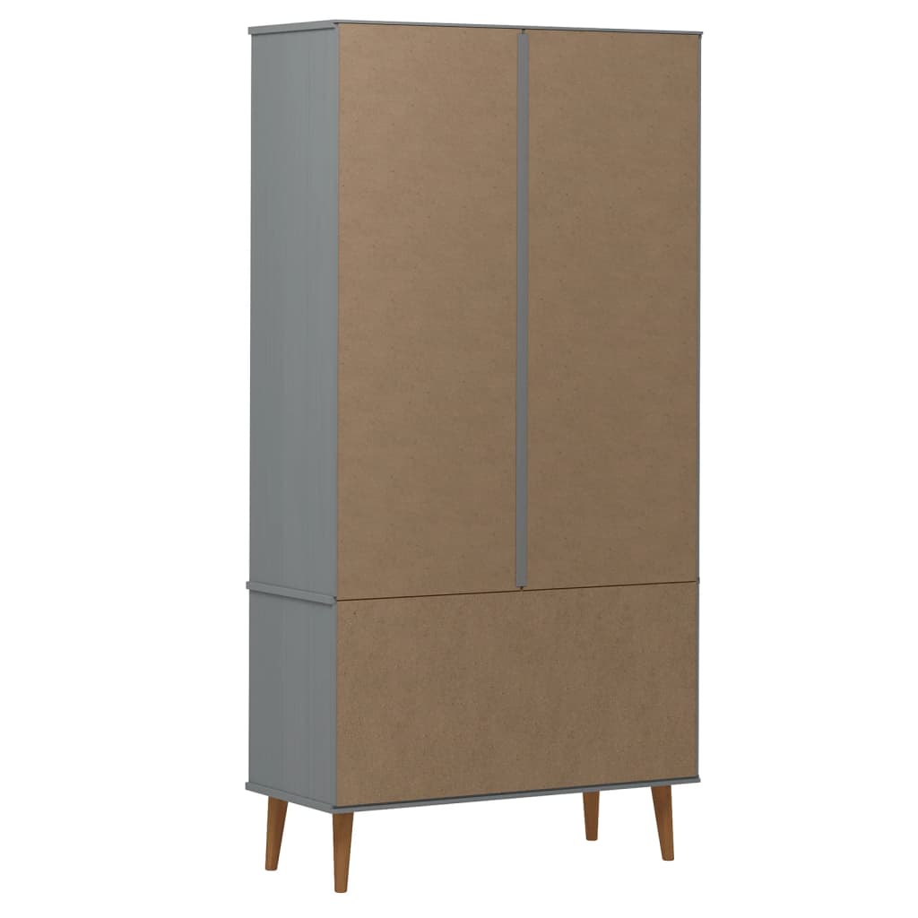vidaXL Dulap cu vitrină, gri, 90x35x175 cm, lemn masiv de pin vidaXL Dulap cu vitrină, gri, 90x35x175 cm, lemn masiv de pin