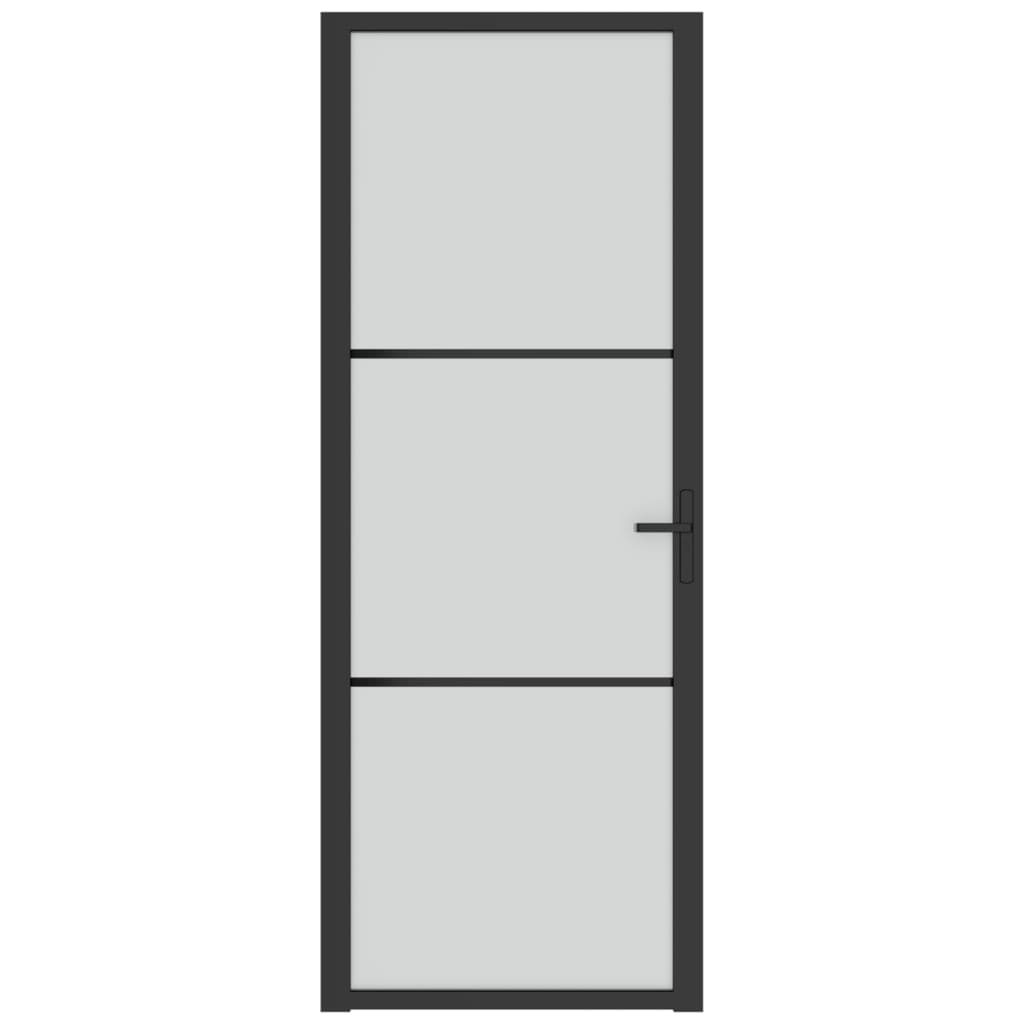 vidaXL Ușă de interior, 76x201,5 cm, sticlă neagră mată și aluminiu vidaXL Ușă de interior, 76x201,5 cm, sticlă neagră mată și aluminiu
