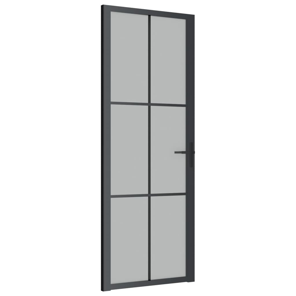 vidaXL Ușă de interior, 76x201,5 cm, sticlă neagră mată și aluminiu vidaXL Ușă de interior, 76x201,5 cm, sticlă neagră mată și aluminiu