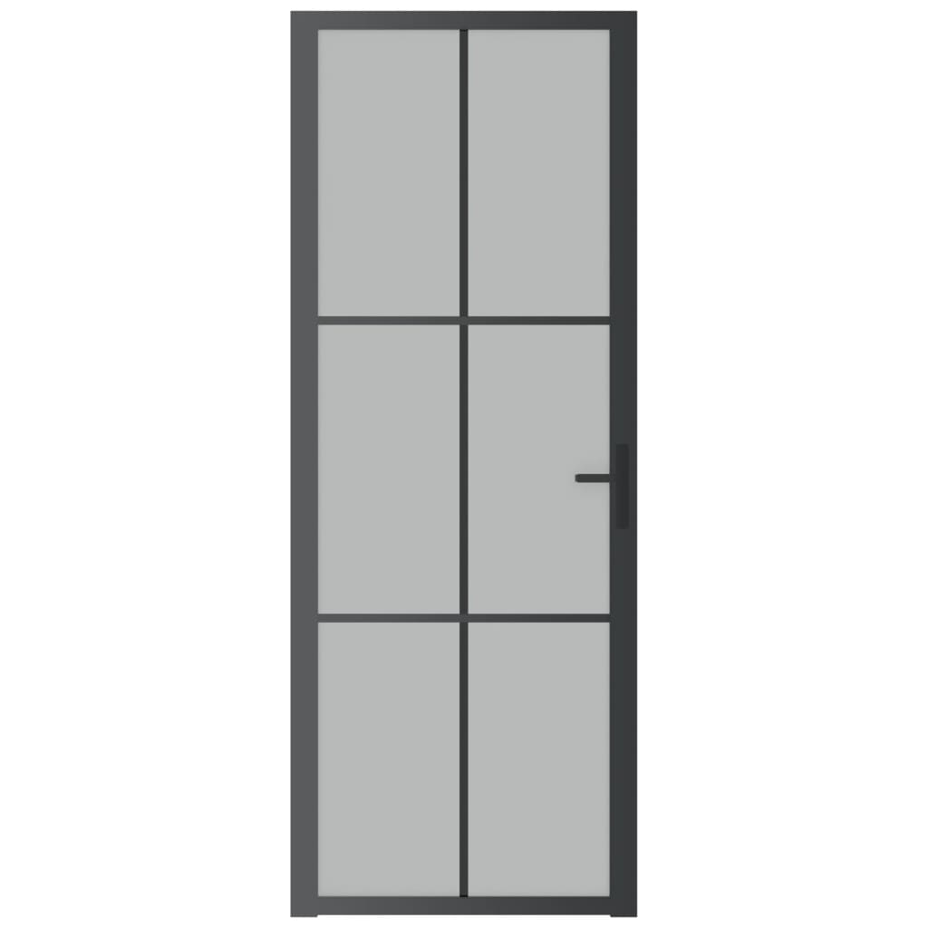 vidaXL Ușă de interior, 76x201,5 cm, sticlă neagră mată și aluminiu vidaXL Ușă de interior, 76x201,5 cm, sticlă neagră mată și aluminiu