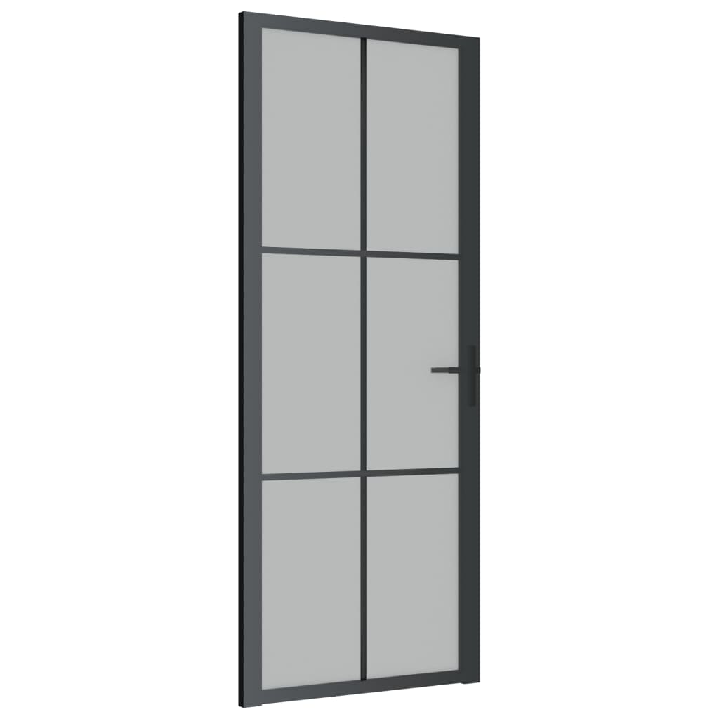 vidaXL Ușă de interior, 83x201,5 cm, sticlă neagră mată și aluminiu