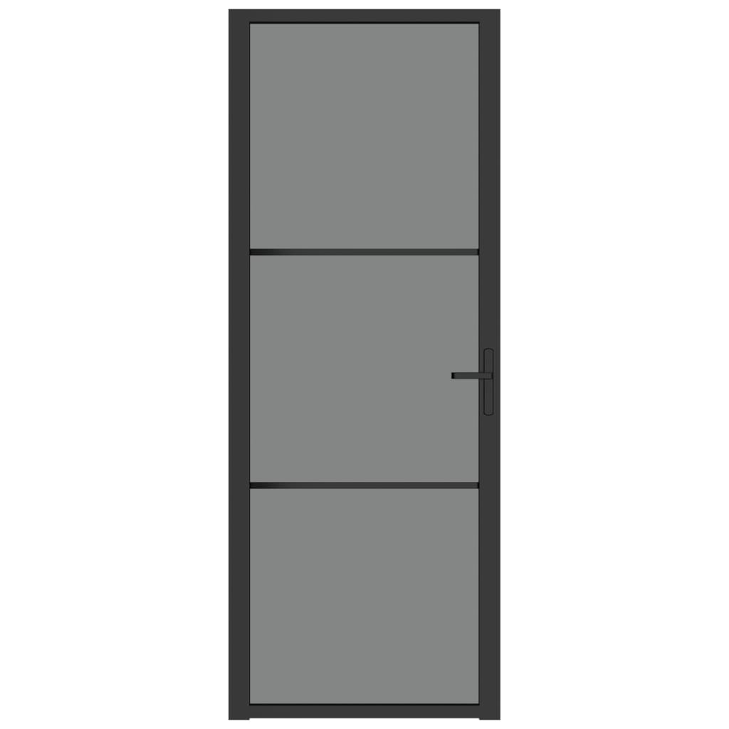 vidaXL Ușă de interior, 76x201,5 cm, negru, sticlă ESG și aluminiu vidaXL Ușă de interior, 76x201,5 cm, negru, sticlă ESG și aluminiu