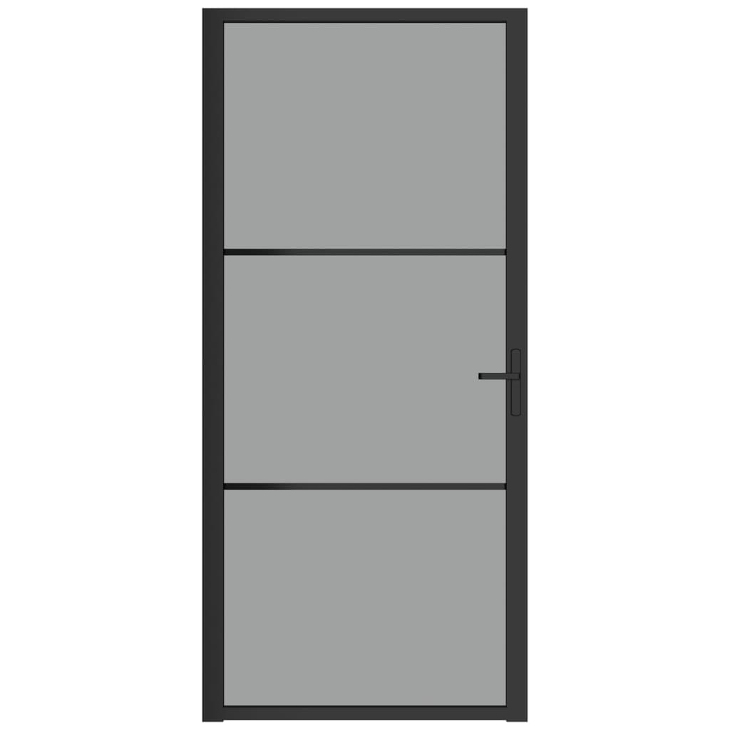 vidaXL Ușă de interior, 93x201,5 cm, negru, sticlă ESG și aluminiu