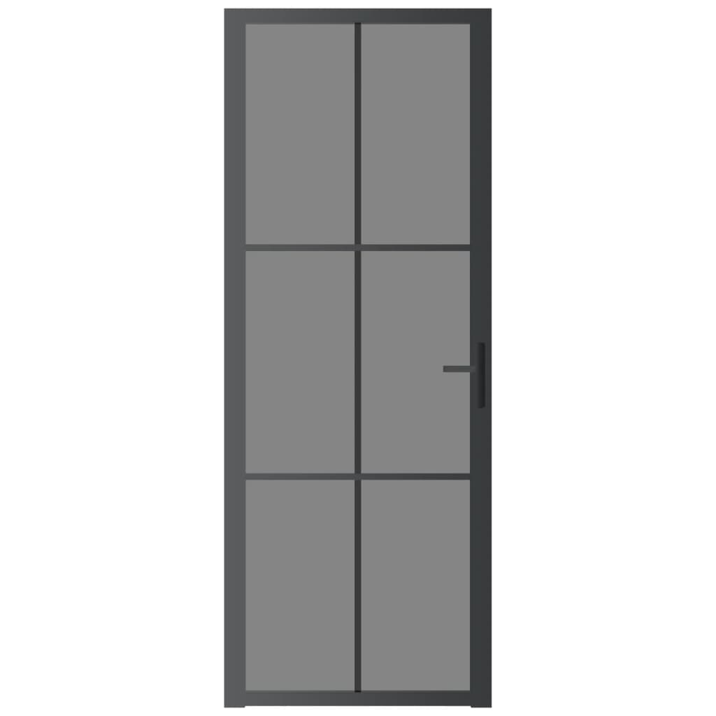 vidaXL Ușă de interior, 76x201,5 cm, negru, sticlă ESG și aluminiu