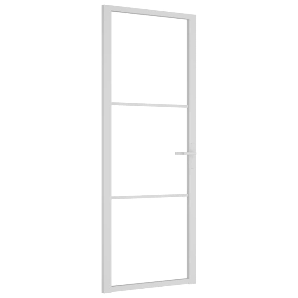 vidaXL Ușă de interior, 76x201,5 cm, alb, sticlă ESG și aluminiu vidaXL Ușă de interior, 76x201,5 cm, alb, sticlă ESG și aluminiu