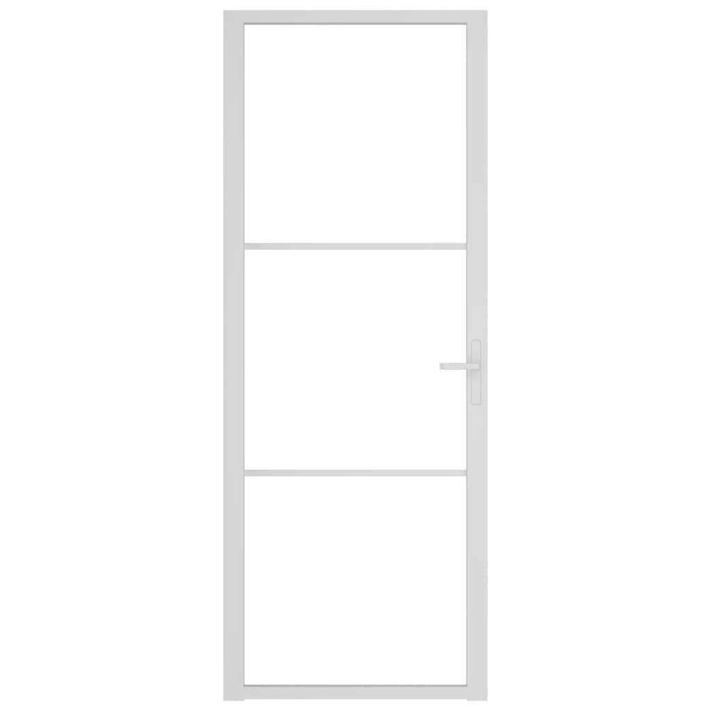 vidaXL Ușă de interior, 76x201,5 cm, alb, sticlă ESG și aluminiu vidaXL Ușă de interior, 76x201,5 cm, alb, sticlă ESG și aluminiu