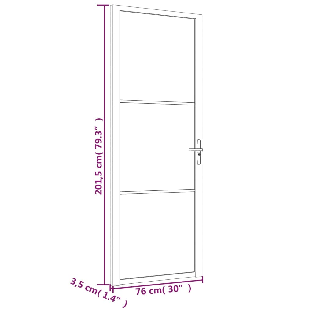 vidaXL Ușă de interior, 76x201,5 cm, alb, sticlă ESG și aluminiu vidaXL Ușă de interior, 76x201,5 cm, alb, sticlă ESG și aluminiu