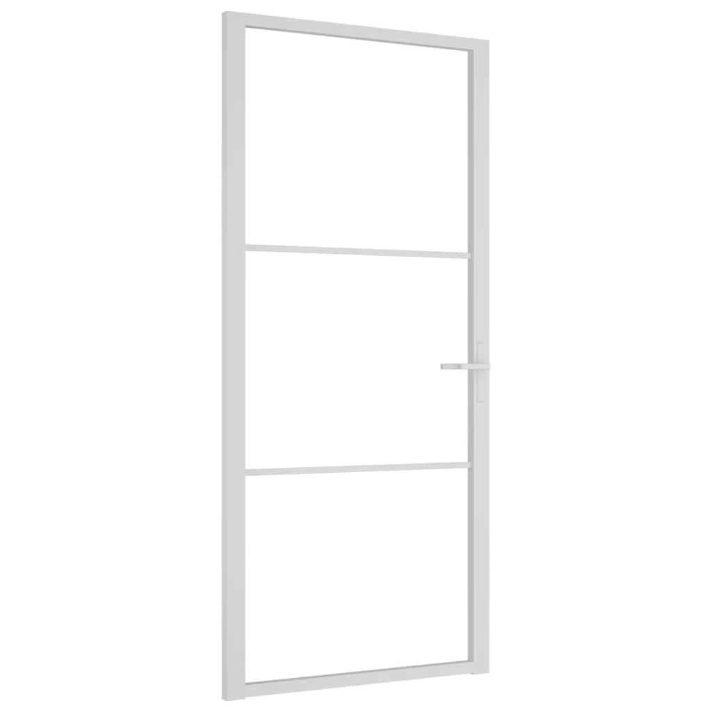 vidaXL Ușă de interior, 93x201,5 cm, alb, sticlă ESG și aluminiu