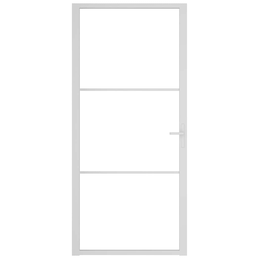 vidaXL Ușă de interior, 93x201,5 cm, alb, sticlă ESG și aluminiu