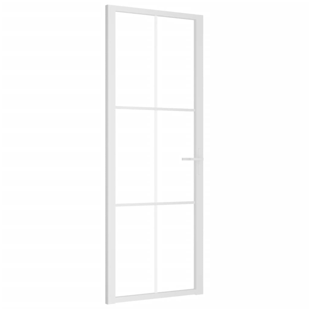 vidaXL Ușă de interior, 76x201,5 cm, alb, sticlă ESG și aluminiu vidaXL Ușă de interior, 76x201,5 cm, alb, sticlă ESG și aluminiu
