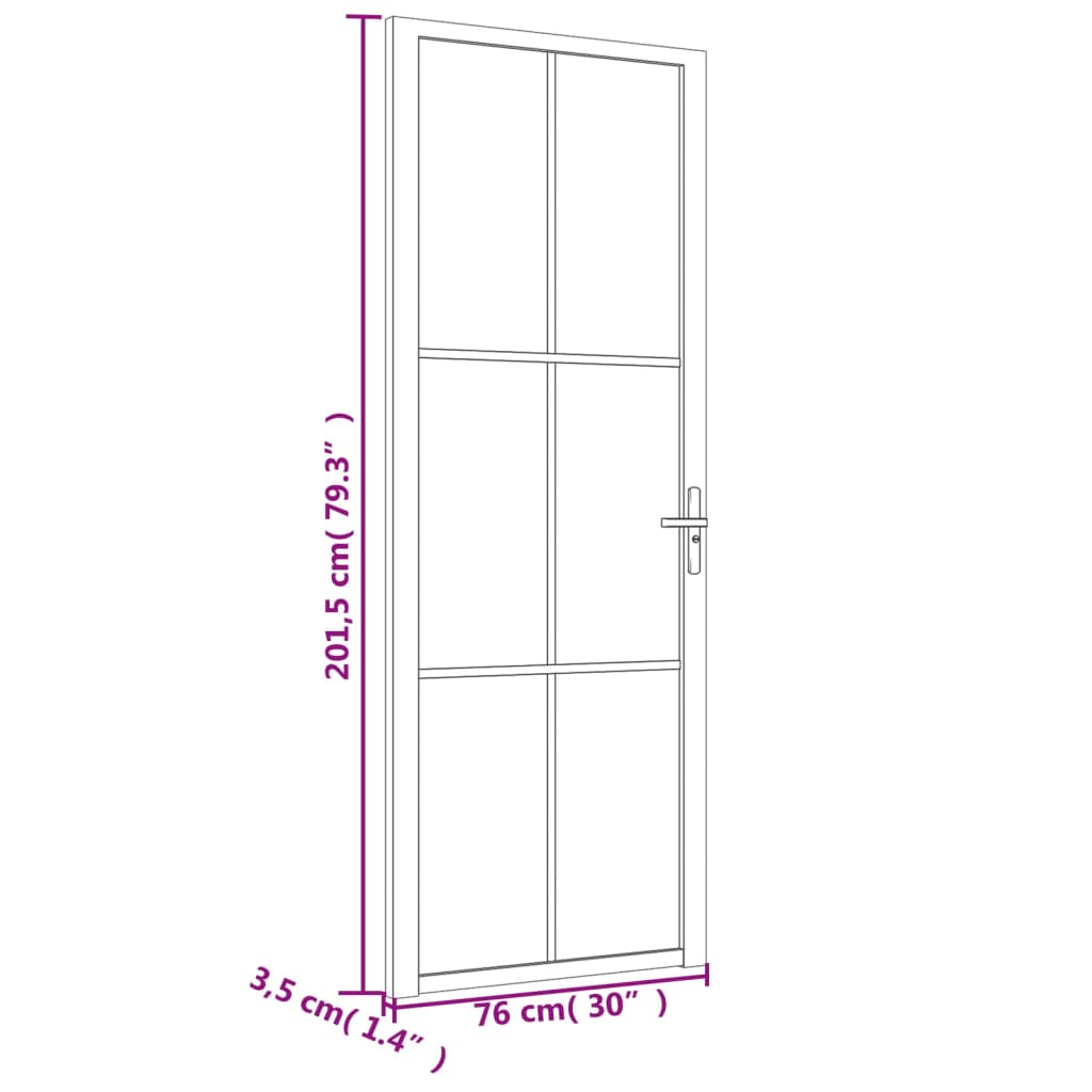vidaXL Ușă de interior, 76x201,5 cm, alb, sticlă ESG și aluminiu vidaXL Ușă de interior, 76x201,5 cm, alb, sticlă ESG și aluminiu