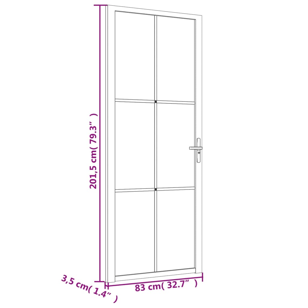 vidaXL Ușă de interior, 83x201,5 cm, alb, sticlă ESG și aluminiu vidaXL Ușă de interior, 83x201,5 cm, alb, sticlă ESG și aluminiu
