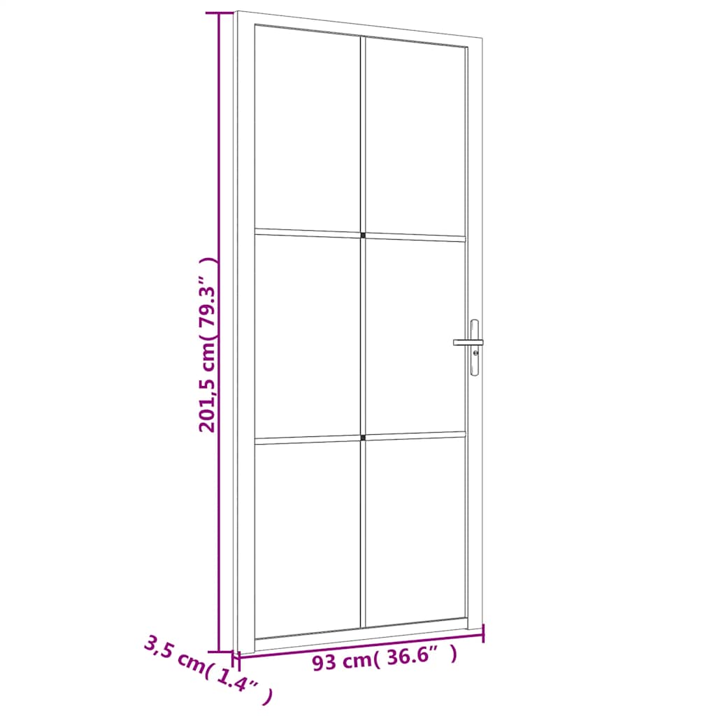 vidaXL Ușă de interior, 93x201,5 cm, alb, sticlă ESG și aluminiu vidaXL Ușă de interior, 93x201,5 cm, alb, sticlă ESG și aluminiu