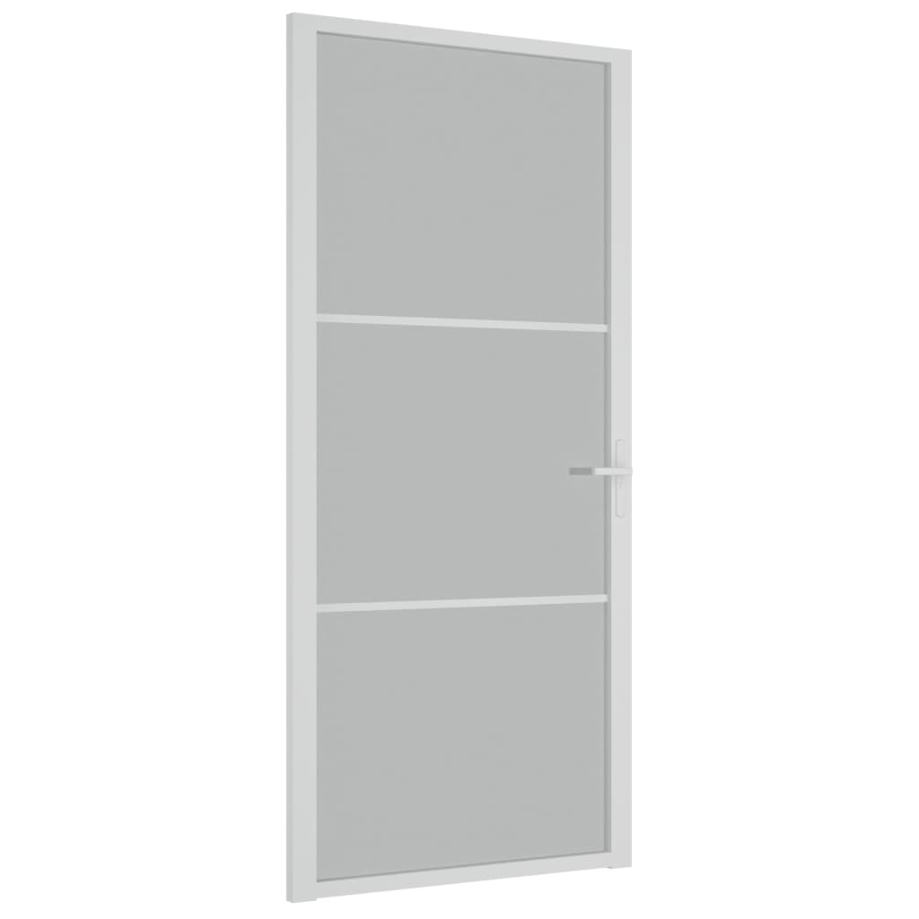 vidaXL Ușă de interior, 93x201,5 cm, alb,sticlă mată și aluminiu