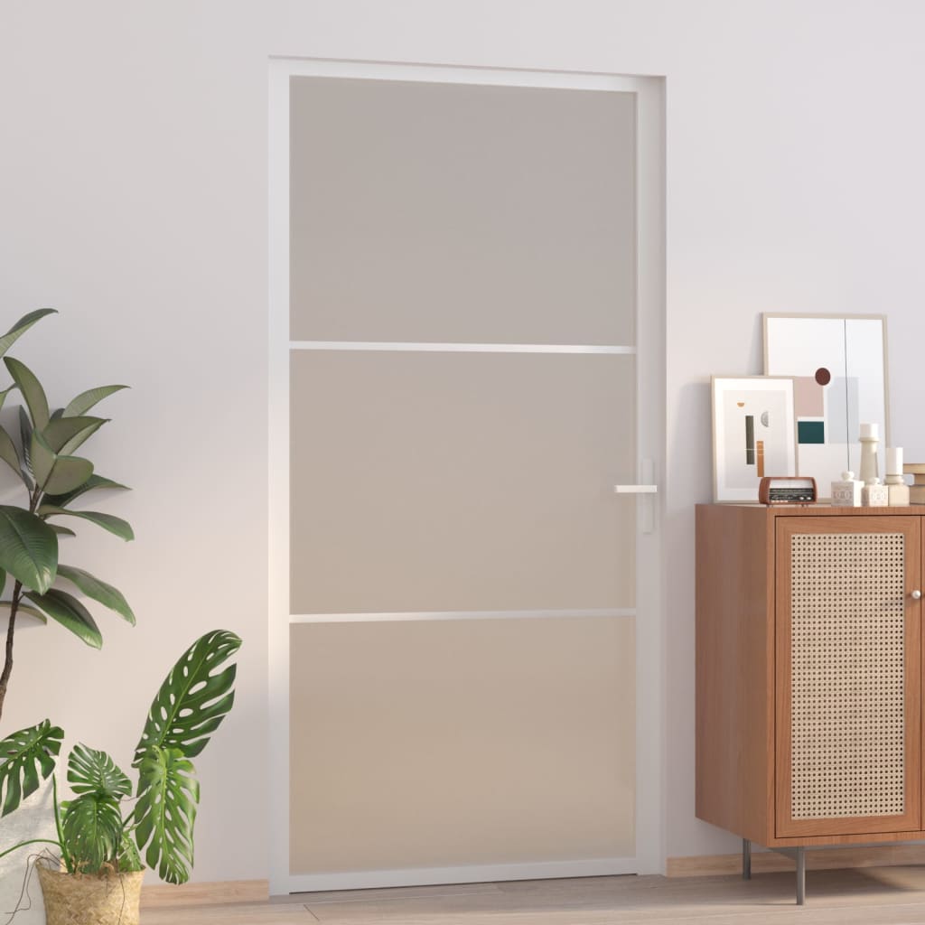 vidaXL Ușă de interior, 102,5x201,5 cm, alb, sticlă mată și aluminiu vidaXL Ușă de interior, 102,5x201,5 cm, alb, sticlă mată și aluminiu