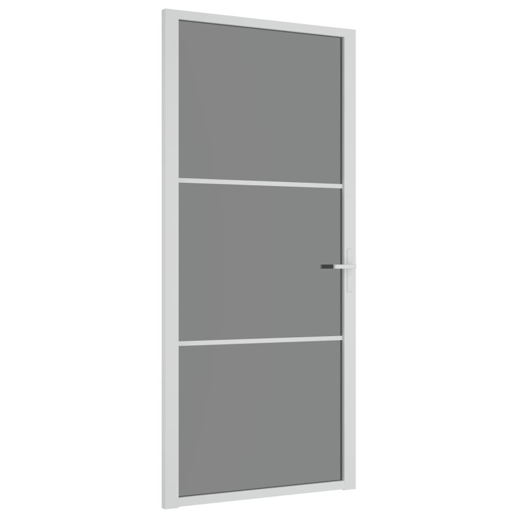 vidaXL Ușă de interior, 93x201,5 cm, alb, sticlă ESG și aluminiu