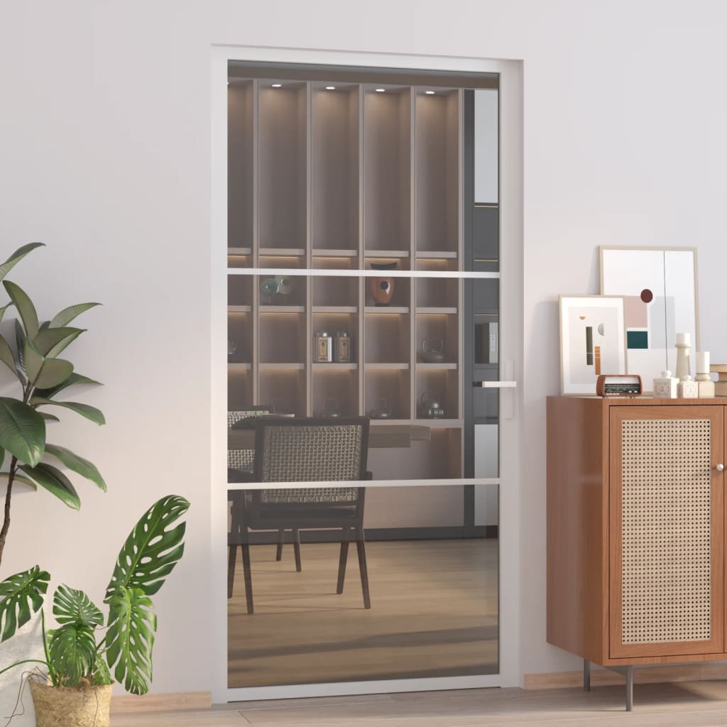 vidaXL Ușă de interior, 102,5x201,5 cm, alb, sticlă ESG și aluminiu vidaXL Ușă de interior, 102,5x201,5 cm, alb, sticlă ESG și aluminiu