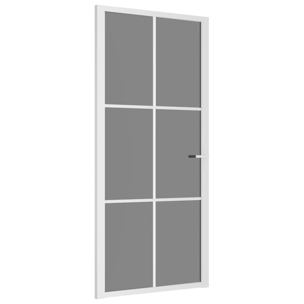 vidaXL Ușă de interior, 93x201,5 cm, alb, sticlă ESG și aluminiu
