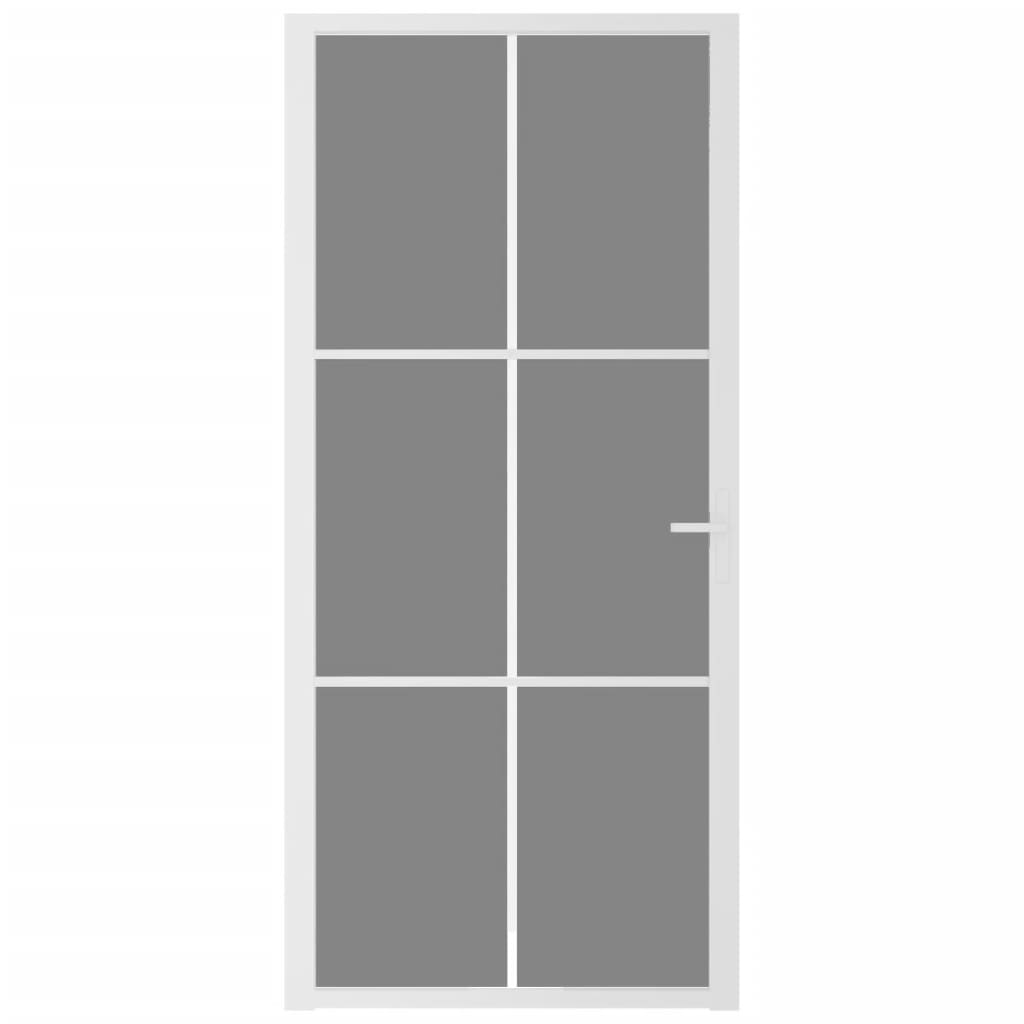 vidaXL Ușă de interior, 93x201,5 cm, alb, sticlă ESG și aluminiu
