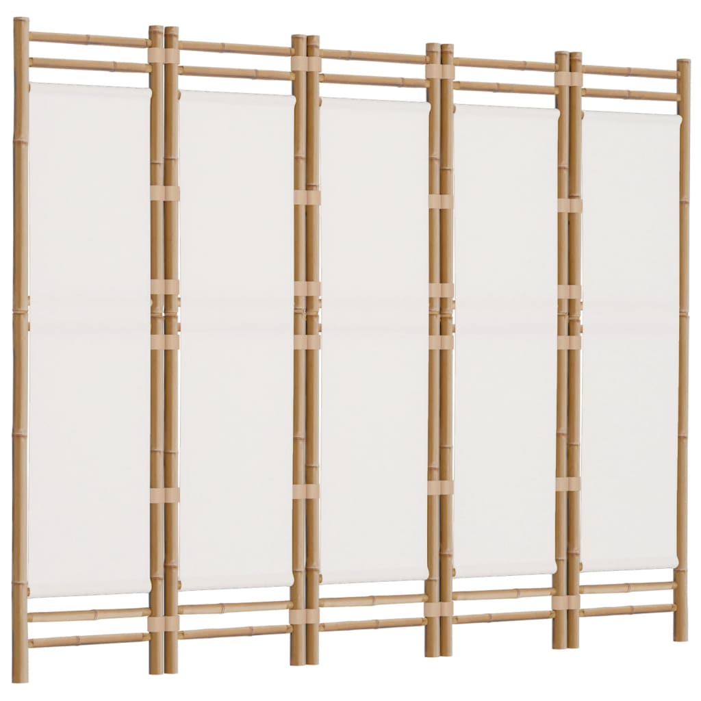 vidaXL Separator de cameră pliabil cu 5 panouri 200 cm bambus și pânză vidaXL Separator de cameră pliabil cu 5 panouri 200 cm bambus și pânză